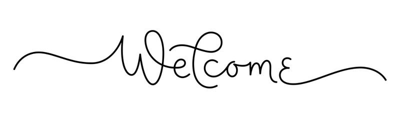 WELCOME monoline calligraphy banner with swashes