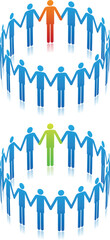 teamwork concept, people in circle, vector background