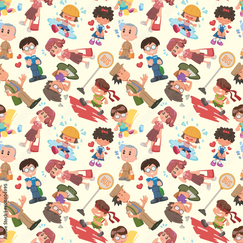 Wall mural seamless student pattern