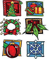 Assortment of Vector Winter Christmas and Holiday Seasonal Image Icons