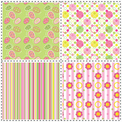 set of patterns with flower, stripe and shape