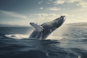 Naklejka premium Whale water humpback. Generate Ai