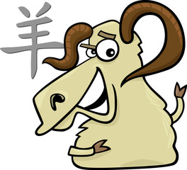cartoon illustration of Goat or Ram Chinese horoscope sign