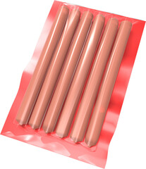 Sausages Vacuum Packaging Isolated 3D Rendering