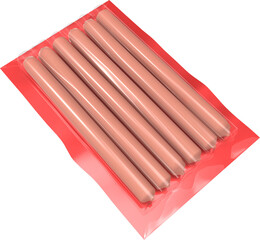 Sausages Vacuum Packaging Isolated 3D Rendering