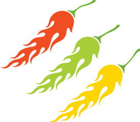 Fototapeta premium Illustration of the three kinds of peppers in the form of a flame