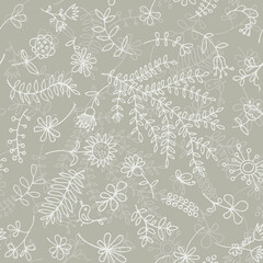 Fototapeta na wymiar Floral ornament sketch, seamless background for your design
