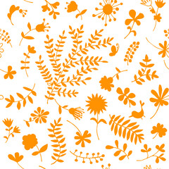 Floral ornament sketch, seamless background for your design