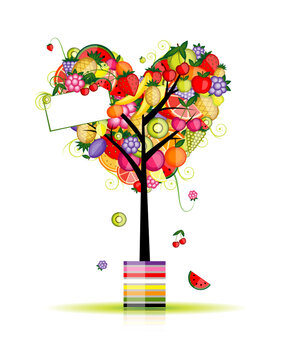 Fruit tree in shape of heart for your design