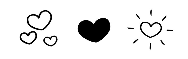 Set of heart shape element. Simple love symbol ornament