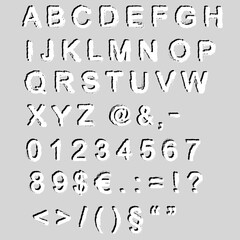 Grunge font -  alphabet and numbers - vector, This file is vector, can be scaled to any size without loss of quality.