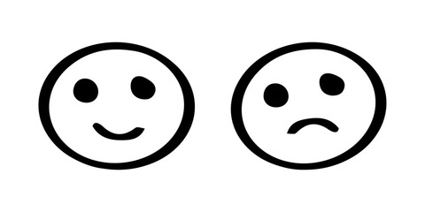 Happy and sad hand drawn symbol