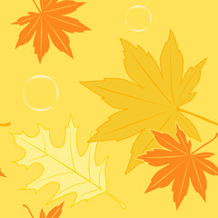 vector orange autumn seamless pattern with leaves