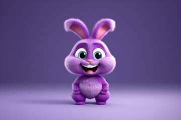 Happy Bunny Delight, 3D Purple Cute Bunny with Realistic Full Body - Cartoon Character
