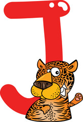 cartoon illustration of J letter for jaguar