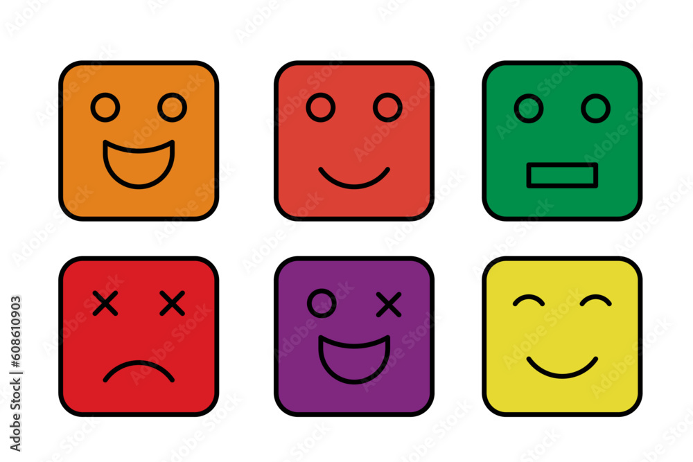 Aufkleber set of colorful square emoticon element