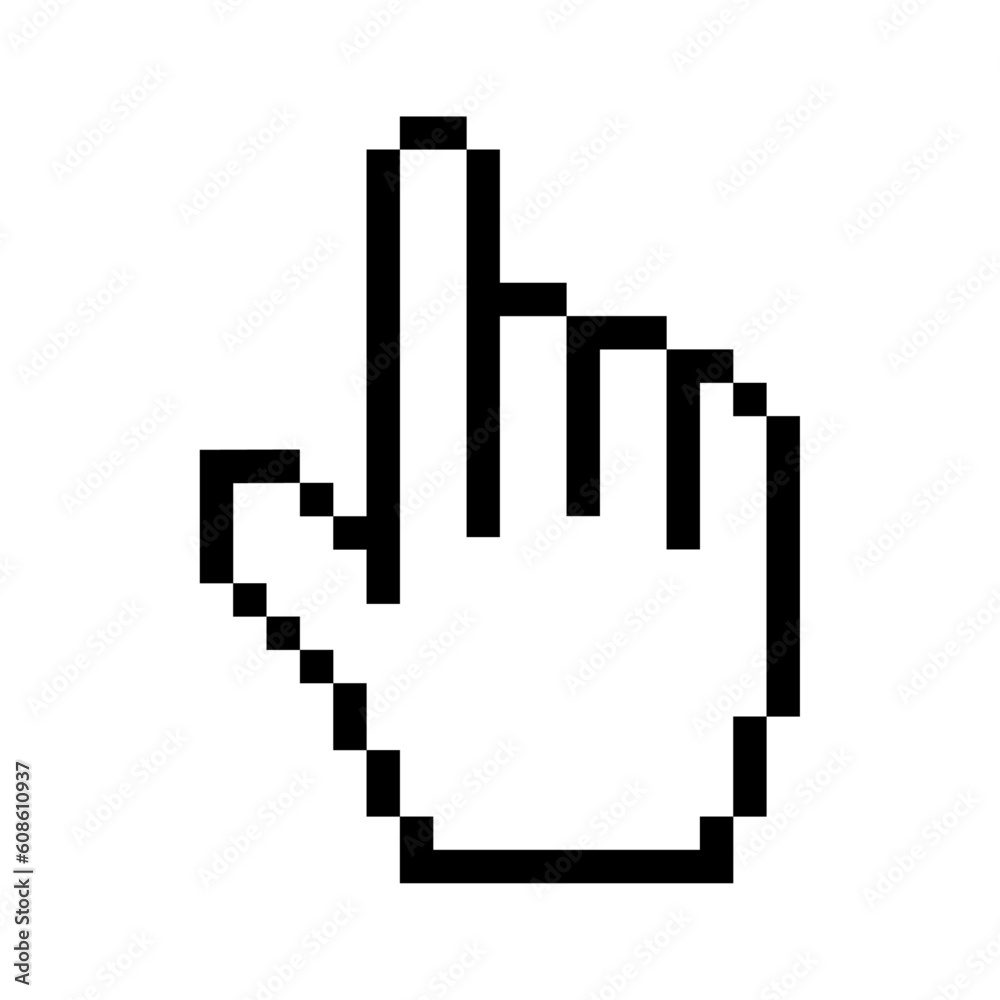 Poster Pixelated hand icon. computer cursor symbol