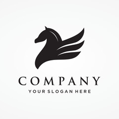 Simple winged horse or pegasus Logo template design with creative idea.