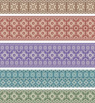 set of five astern style seamless borders, eps version brushes included