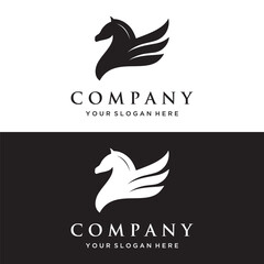 Simple winged horse or pegasus Logo template design with creative idea.