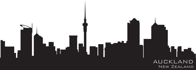 Auckland, New Zealand skyline. Detailed vector silhouette