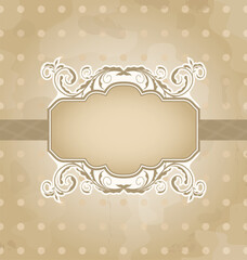 Illustration grunge background with vintage floral label - vector