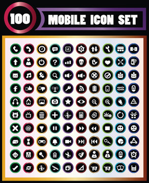 Vector - 100 icons of moblie.High quality and can resize.