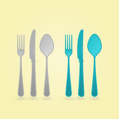 Illustration of Fork Knife and Spoon vector concept in two color sets