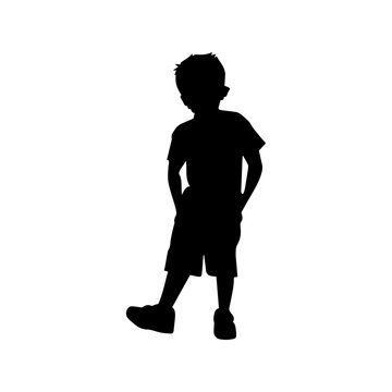 Vector illustration. Silhouette of a boy on a white background.