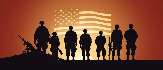 Naklejka na ściany i meble Veteran's day illustration poster. Honoring all who served. November 11. Ai Generated.