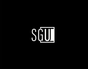 Naklejka na ściany i meble SGU Logo and Graphics Design, Modern and Sleek Vector Art and Icons isolated on black background