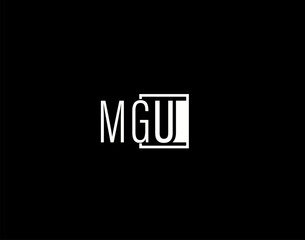 MGU Logo and Graphics Design, Modern and Sleek Vector Art and Icons isolated on black background