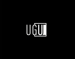 Fototapeta na wymiar UGU Logo and Graphics Design, Modern and Sleek Vector Art and Icons isolated on black background
