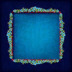 Obraz premium abstract grunge background with blue floral ornament