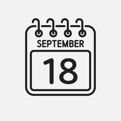 Icon page calendar day - 18 September