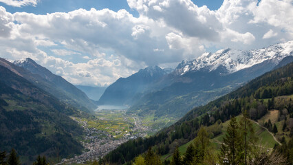 Panoramic view of Val Poschiavo, switzerland.