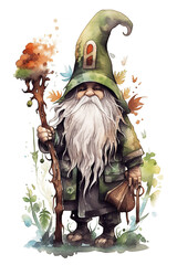 druid forest watercolor clipart cute isolate white background