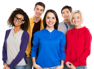 Group of happy students looking at the camera