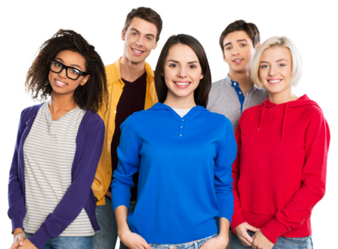 Group of happy students looking at the camera