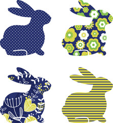 Spring patterned bunny collection. Vector