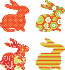 Easter abstract bunny collection. Vector