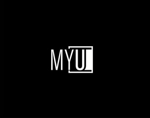 MYU Logo and Graphics Design, Modern and Sleek Vector Art and Icons isolated on black background
