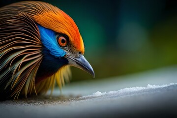 A macro shot of a bird's intricate plumage, the fine textures, and layered patterns