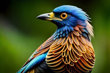 A macro shot of a bird's intricate plumage, the fine textures, and layered patterns