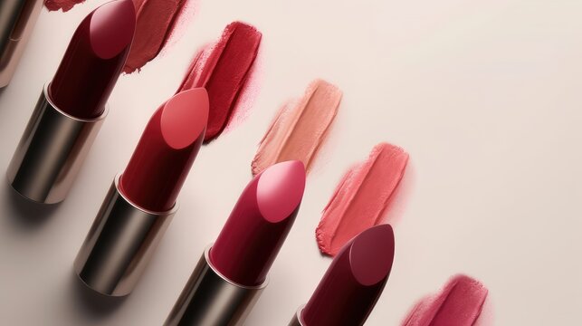 Collection of various lipstick background. Make up concept. Generative AI