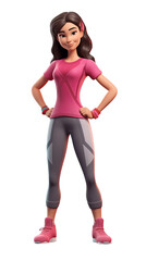 Fototapeta premium A healthy fitness trainer 3D character wearing a workout outfit. Isolated background