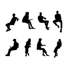 
8 png silhouettes of people who sit work or rest