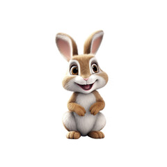 ai generated rabbit holding carrot 3d cartoon character with white background