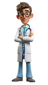 Male doctor or nurse 3d character. Isolated background