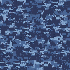 Military blue camouflage seamless pattern.